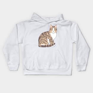 Brown and White Tabby Cat Kids Hoodie